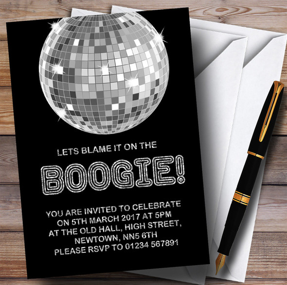 Silver Blame It On The Boogie Disco Children's Birthday Party Invitations