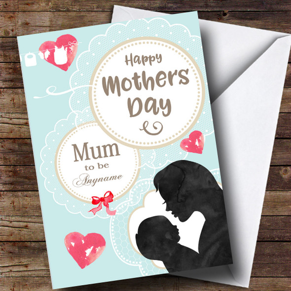 Customised Vintage Teal Bunting Mum To Be Mothers Day Card