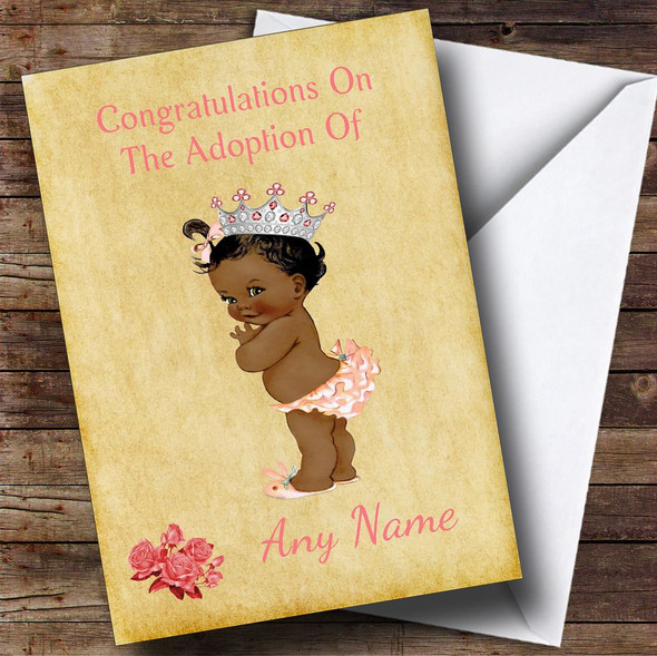 Adoption Congratulations Adopting A Girl Daughter Black Customised Card