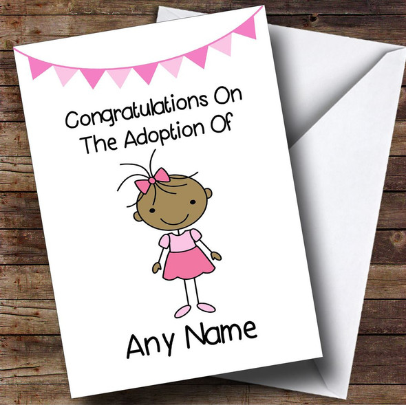 Adoption Adopting An Older Girl Daughter Brown Skinned Customised Card
