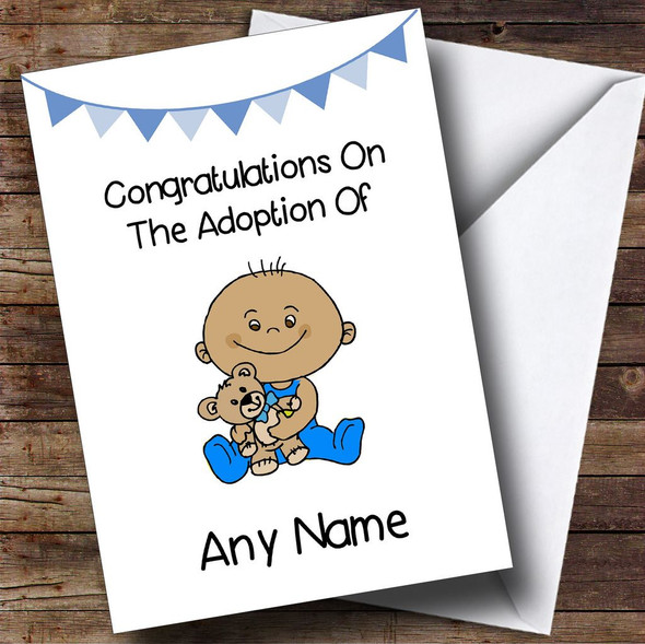 Adoption Congratulations Adopting A Baby Boy Son Brown Skinned Customised Card