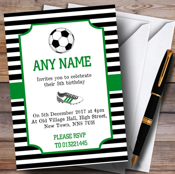 Striped Football Boot Children's Birthday Party Invitations