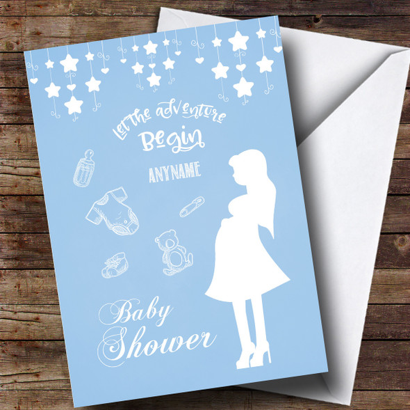 Customised Stars Blue Baby Shower Card