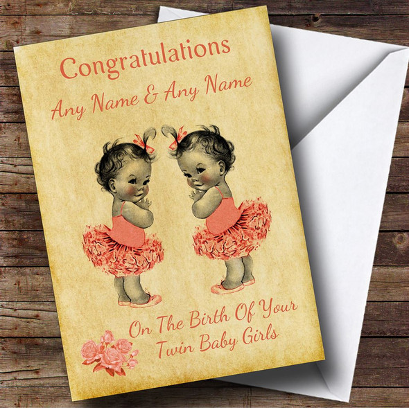 You Have New Twin Daughters Girls Customised New Baby Card