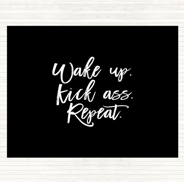 Black White Wake Up Quote Mouse Mat