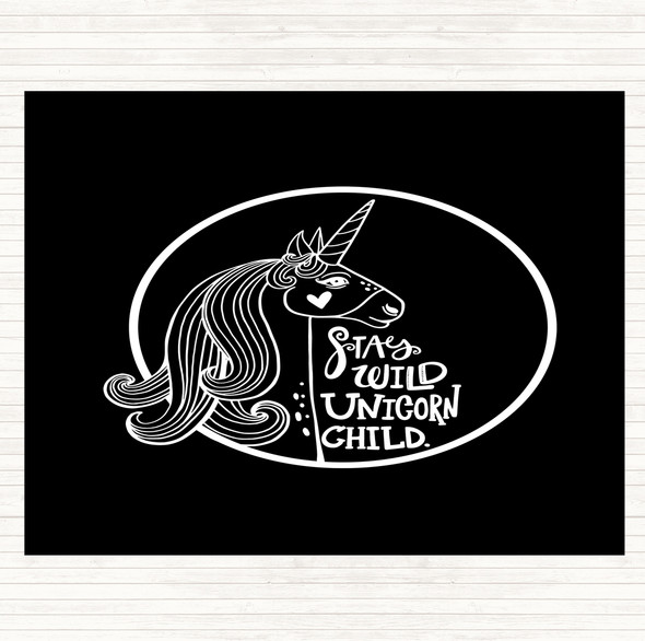 Black White Wild Unicorn Quote Mouse Mat