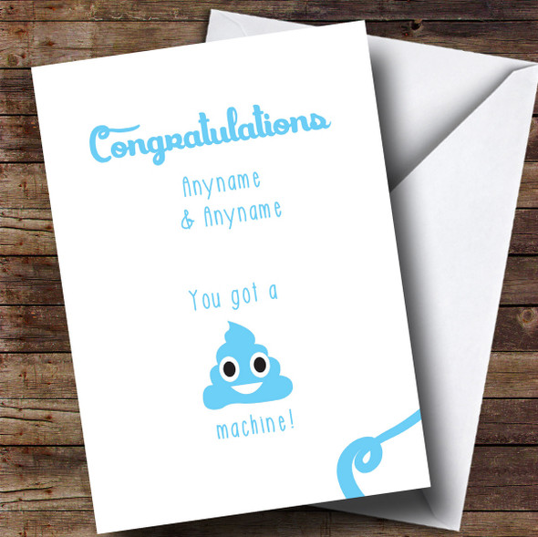 Customised Blue Poo Congratulations New Baby Card