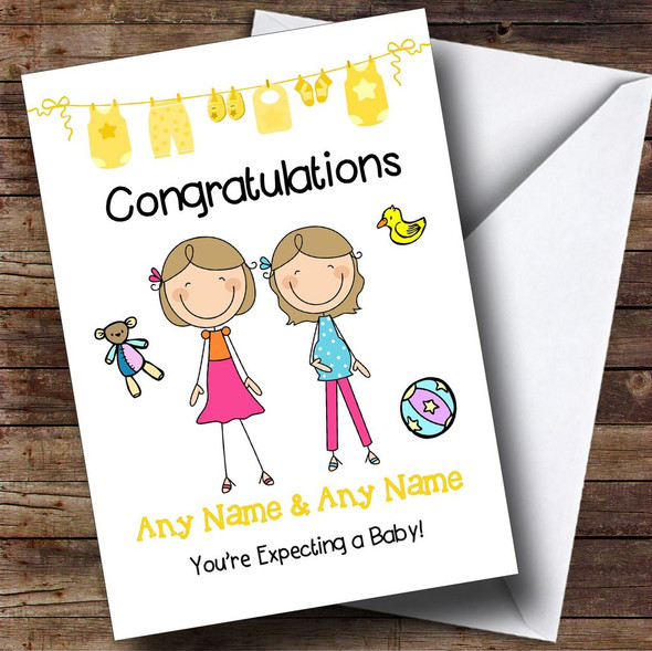 Gay Lesbian Couple Congratulations Expecting A Baby Customised Pregnancy Card