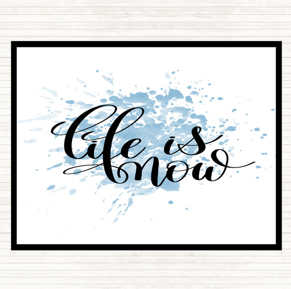 Blue White Life Is Now Inspirational Quote Mouse Mat