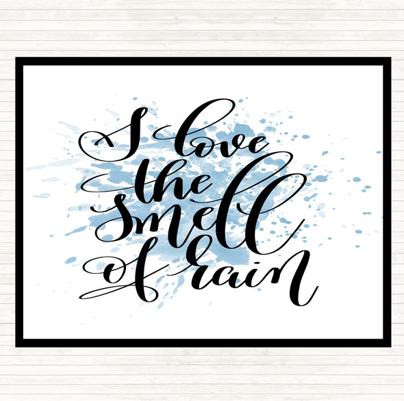 Blue White Love The Smell Of Rain Inspirational Quote Mouse Mat
