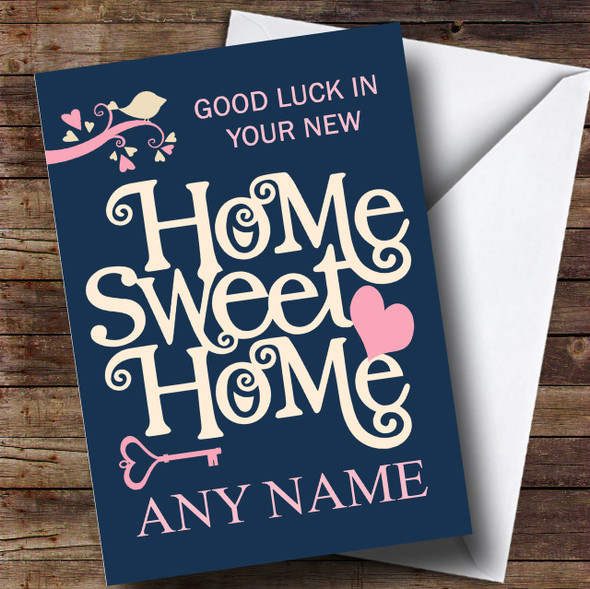 Blue Home Sweet Home New Home Customised Card