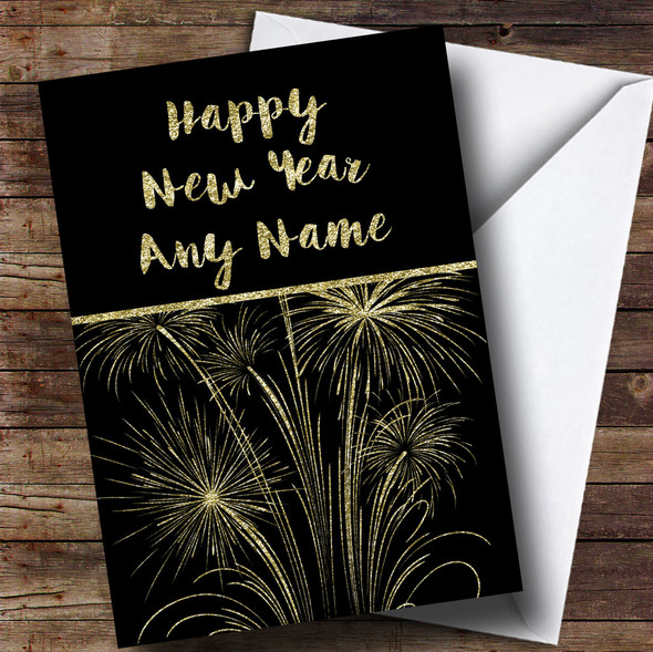 Gold Fireworks Customised New Years Card