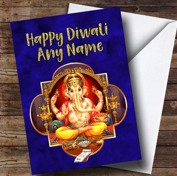 Blue Lord Ganesh Customised Diwali Card