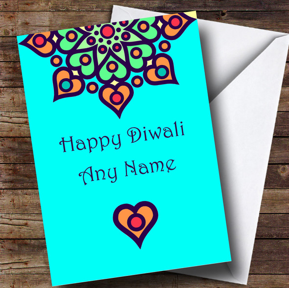 Blue Customised Diwali Card
