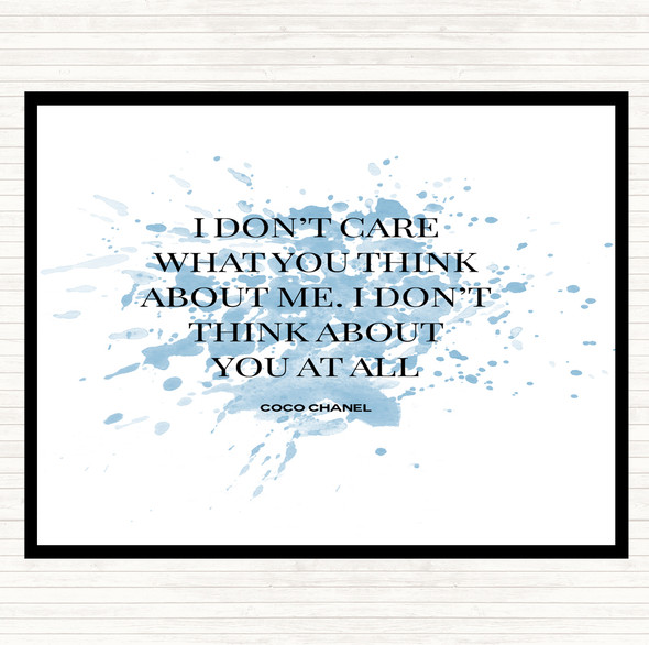 Blue White Coco Chanel I Don't Care What You Think Quote Mouse Mat