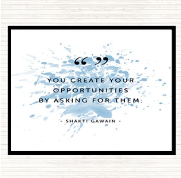 Blue White Create Opportunities Inspirational Quote Mouse Mat