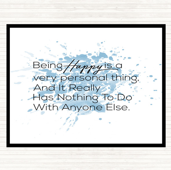 Blue White Happy Is Personal Inspirational Quote Mouse Mat