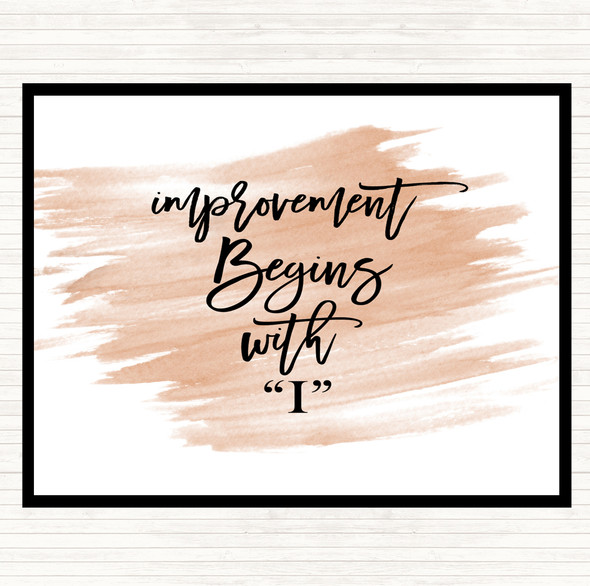 Watercolour Improvement Begins Quote Mouse Mat