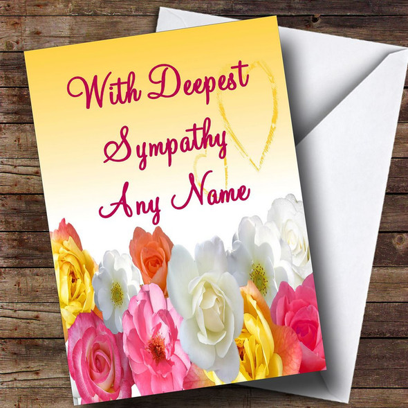 Yellow Flowers Customised Sympathy / Sorry For Your Loss Card