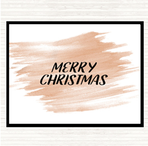 Watercolour Merry Christmas Quote Mouse Mat