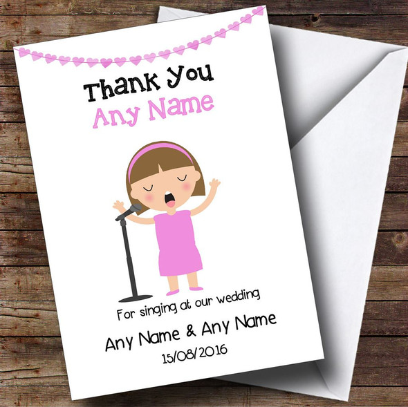 Thank You For Singing At Our Wedding Female Customised Thank You Card