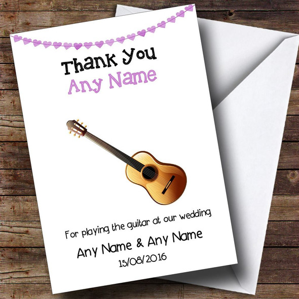 Thank You For Playing Guitar At Our Wedding Customised Thank You Card