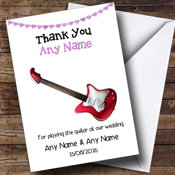 Thank You For Playing Electric Guitar At Our Wedding Customised Thank You Card