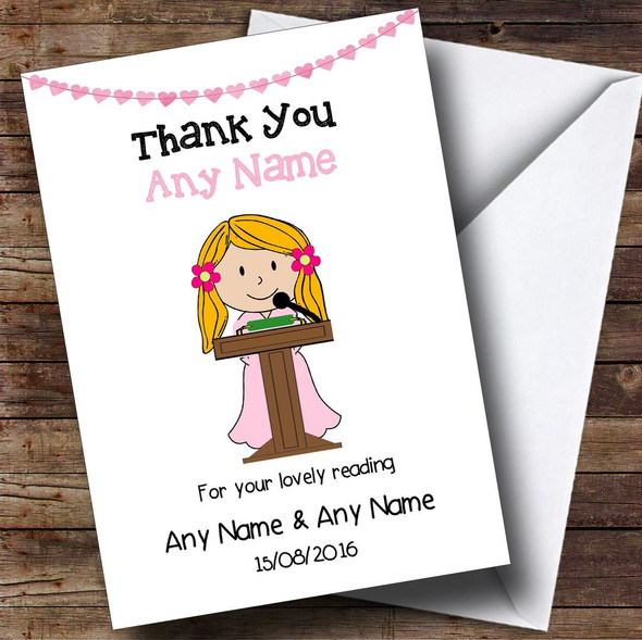 Thank You For Doing A Reading At Our Wedding Girl Customised Thank You Card