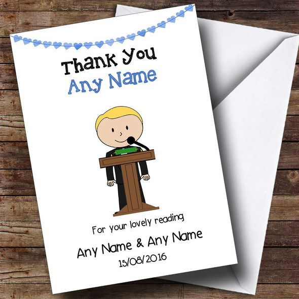 Thank You For Doing A Reading At Our Wedding Boy Customised Thank You Card