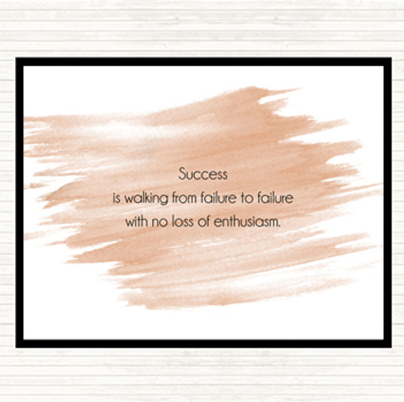 Watercolour Success Is Walking From Failure Quote Mouse Mat