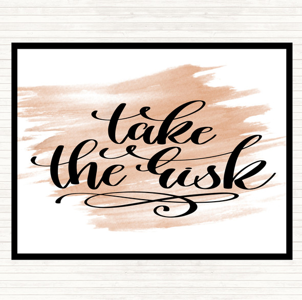 Watercolour Take The Risk Swirl Quote Mouse Mat