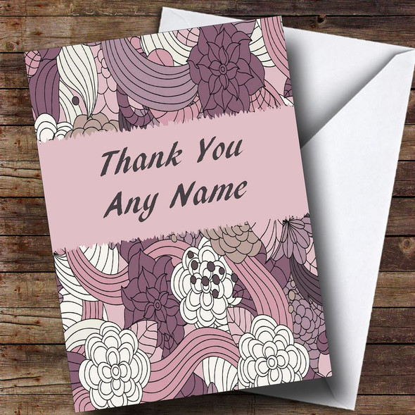 Purple & Pink Vintage Customised Thank You Card