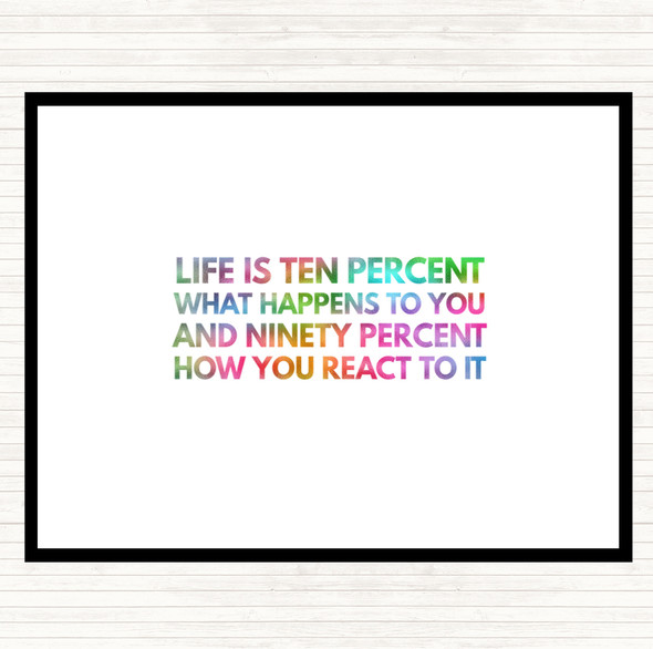 Life Is Ten Percent What Happens And Ninety Percent How You React Rainbow Quote Mouse Mat