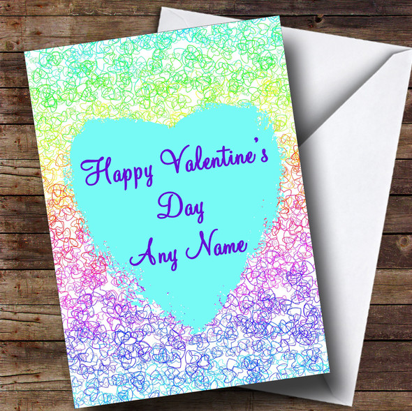 White Love Heart Scribbles Romantic Customised Valentine's Card