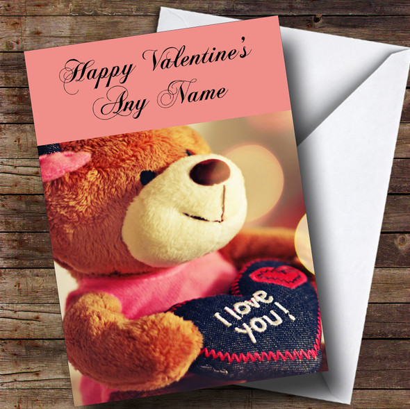 I Love You Teddy Romantic Customised Valentine's Card