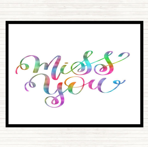 Miss You Rainbow Quote Mouse Mat
