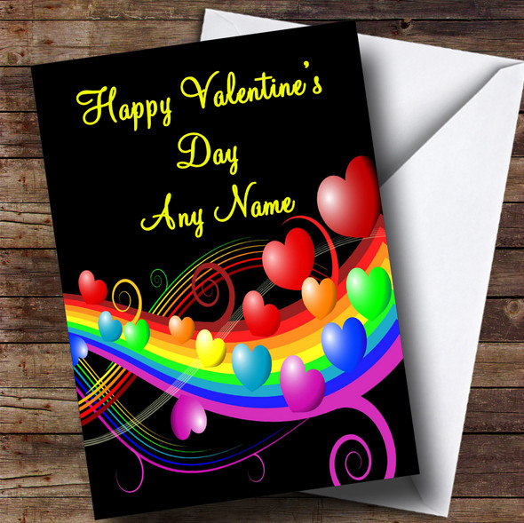 Rainbow And Hearts Romantic Customised Valentine's Card