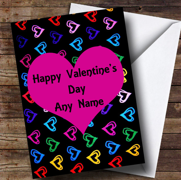 Multi-coloured Love Hearts Romantic Customised Valentine's Card