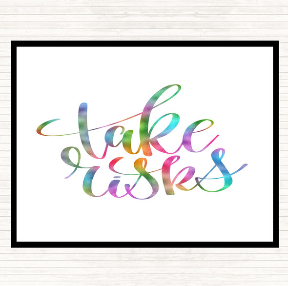 Take Risks Swirl Rainbow Quote Mouse Mat