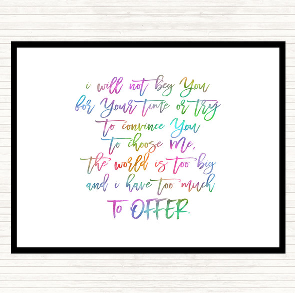 Too Much To Offer Rainbow Quote Mouse Mat