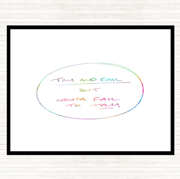 Try And Fail Rainbow Quote Mouse Mat