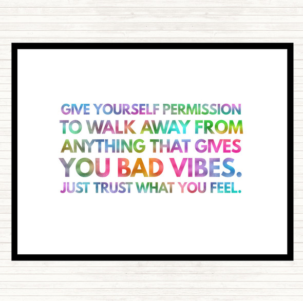 Walk Away From Anything That Gives You Bad Vibes Rainbow Quote Mouse Mat