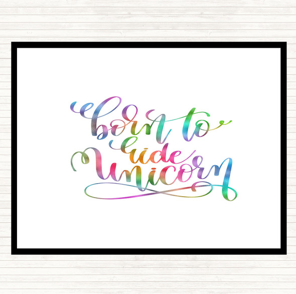 Born To Ride Unicorn Rainbow Quote Mouse Mat