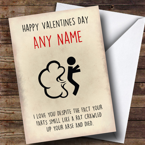 Funny Stinky Farts Valentines Customised Card