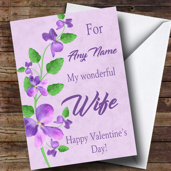 Pretty Purple Wife Valentines Customised Card