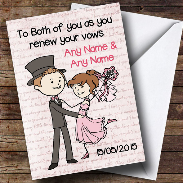 Pink Love Script Customised Renewal Of Vows Card