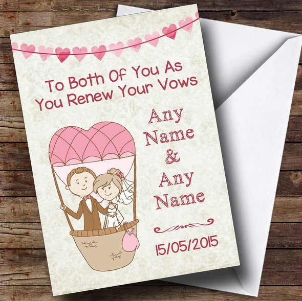 Air Balloon Customised Renewal Of Vows Card