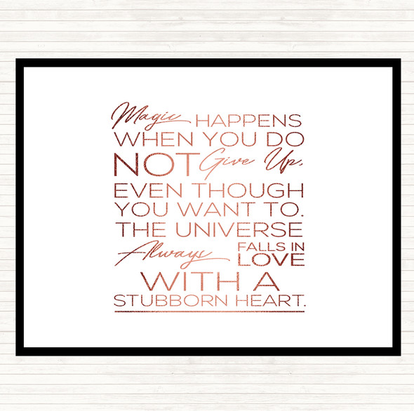 Rose Gold Magic Happens Quote Mouse Mat