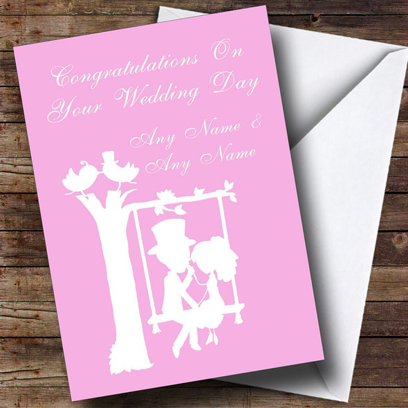 Pastel Pink Couple Eon Swing Customised Wedding Card