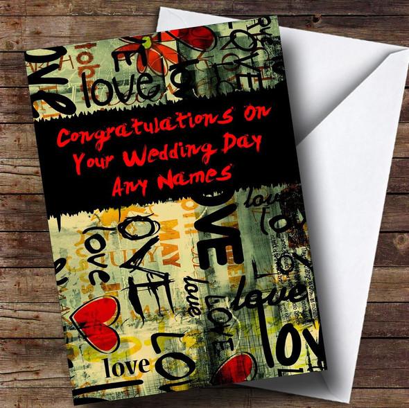 Love Graffiti Romantic Customised Wedding Day Card
